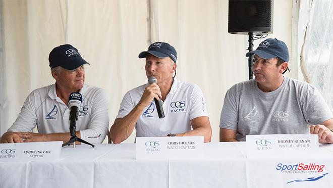 Ludde Ingvall and Watch Captains, Chris Dickson and Rodney Keenan - CQS Media Launch © Beth Morley - Sport Sailing Photography http://www.sportsailingphotography.com
